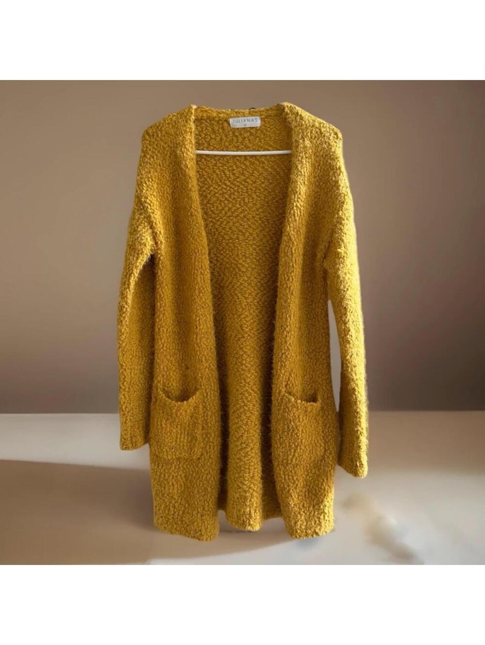 Juliana’s Mustard Popcorn Knit Cardigan Sweater Small